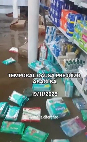 Chuvas em Araci por Reprodução/Redes sociais