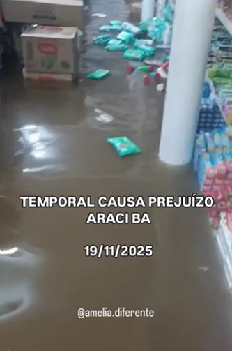 Chuvas em Araci por Reprodução/Redes sociais
