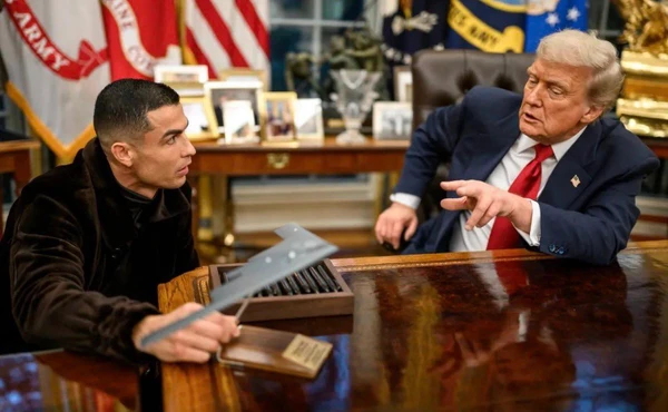 Cristiano Ronaldo e Trump por Divulgação