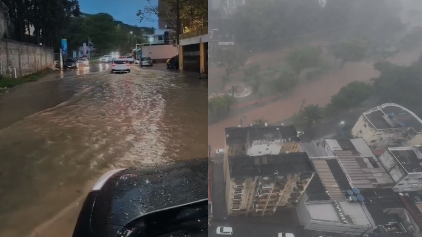 Diversas vias ficaram inundadas após alto volume de chuvas por Reprodução