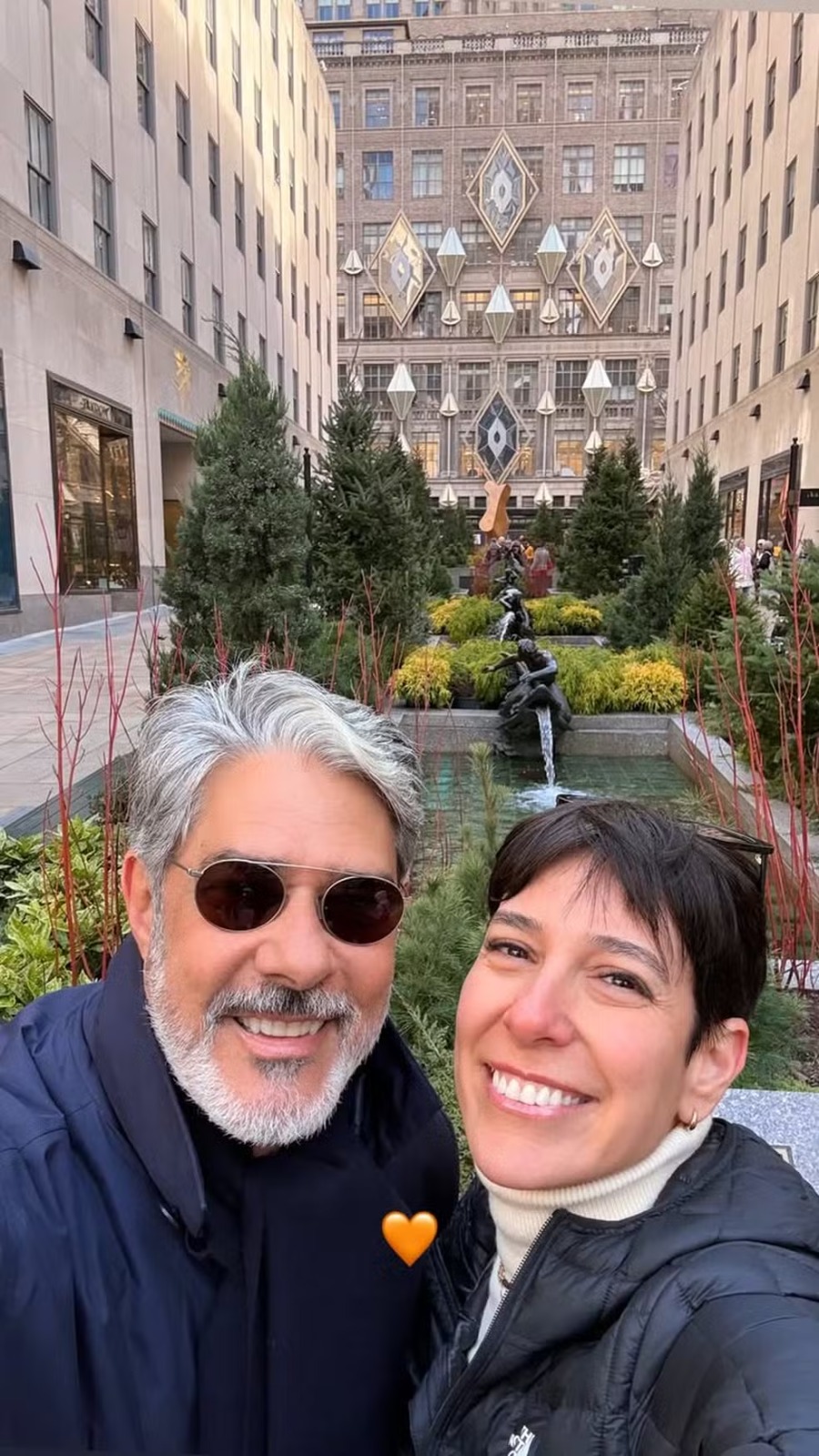Natasha Dantas e William Bonner em Nova York por Reprodução/Instagram