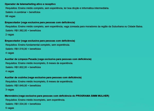 Confira vagas por Reprodução