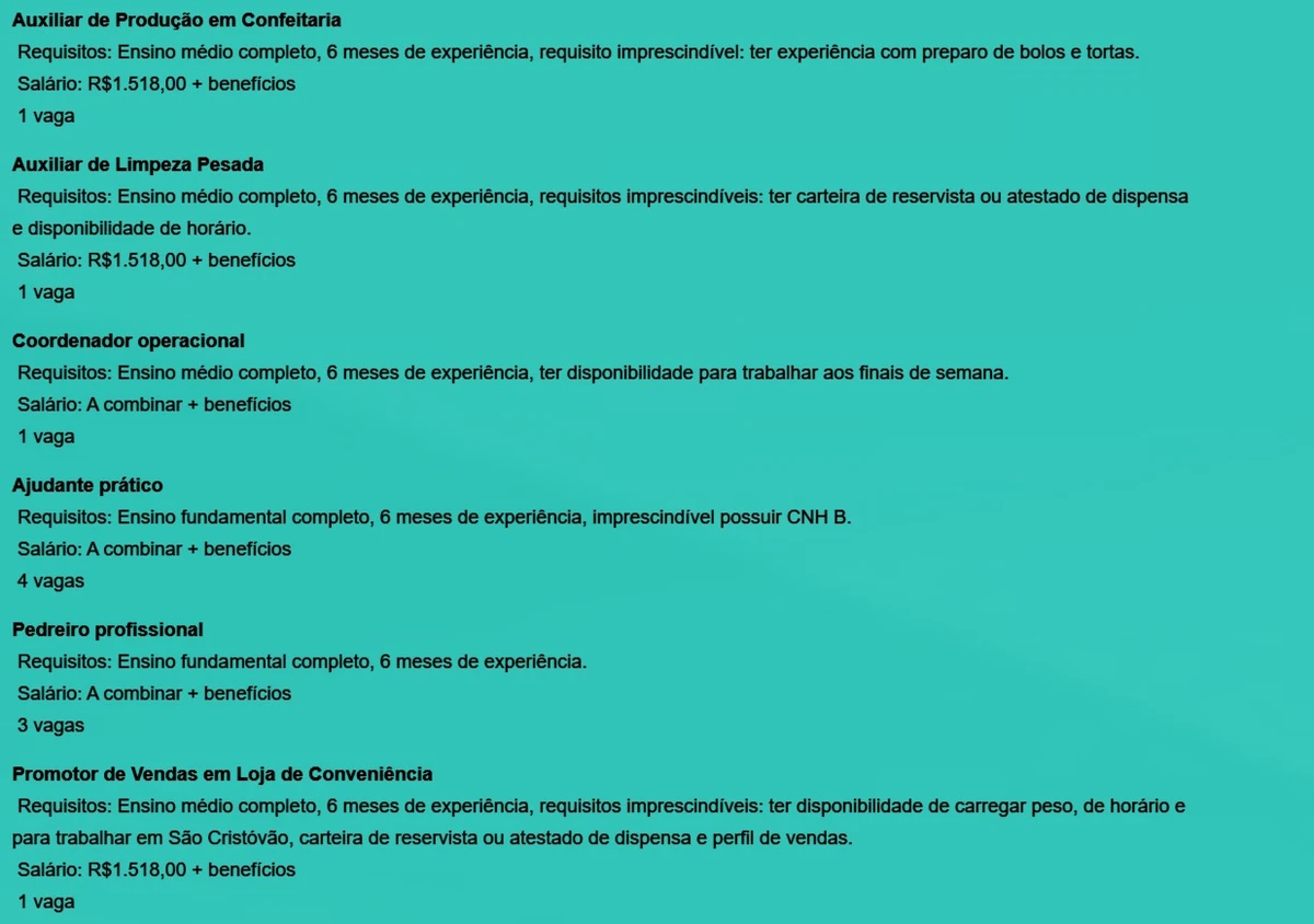 Confira vagas por Reprodução