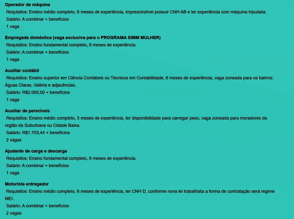 Confira vagas por Reprodução