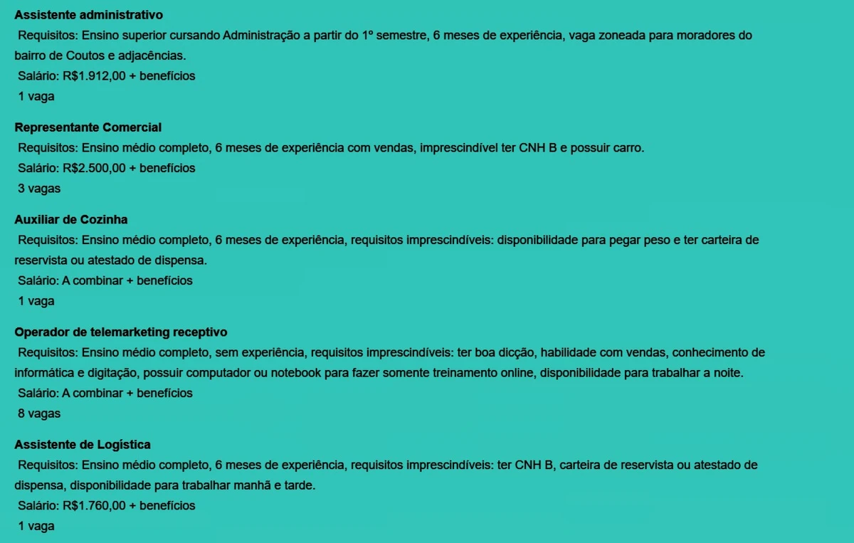 Confira vagas por Reprodução