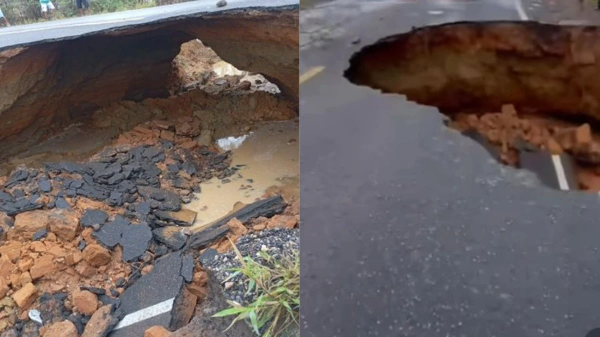 Desmoronamento de trecho da BR-116 provoca transtornos