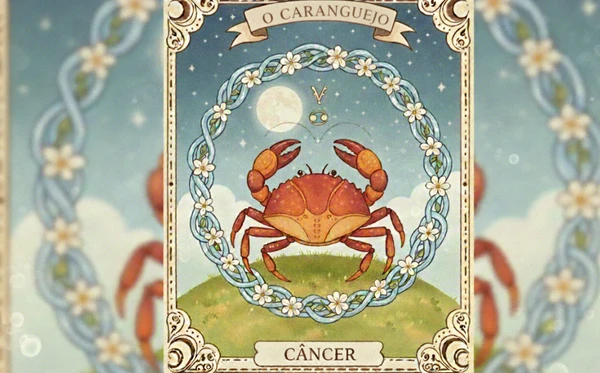 Câncer: Finge que é forte, mas teme ser magoado de novo. por Imagem gerada por IA