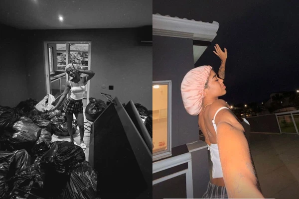 Influenciadora publicou foto de pertences em sacos de lixo