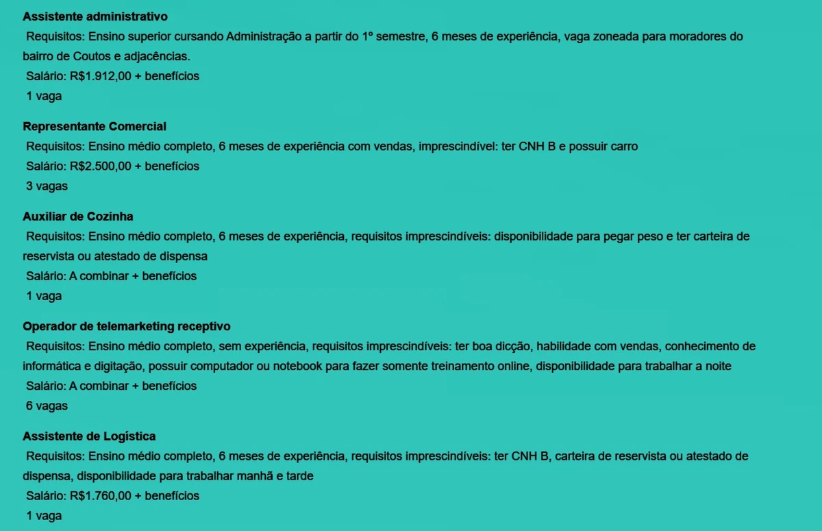 Veja vagas por Reprodução