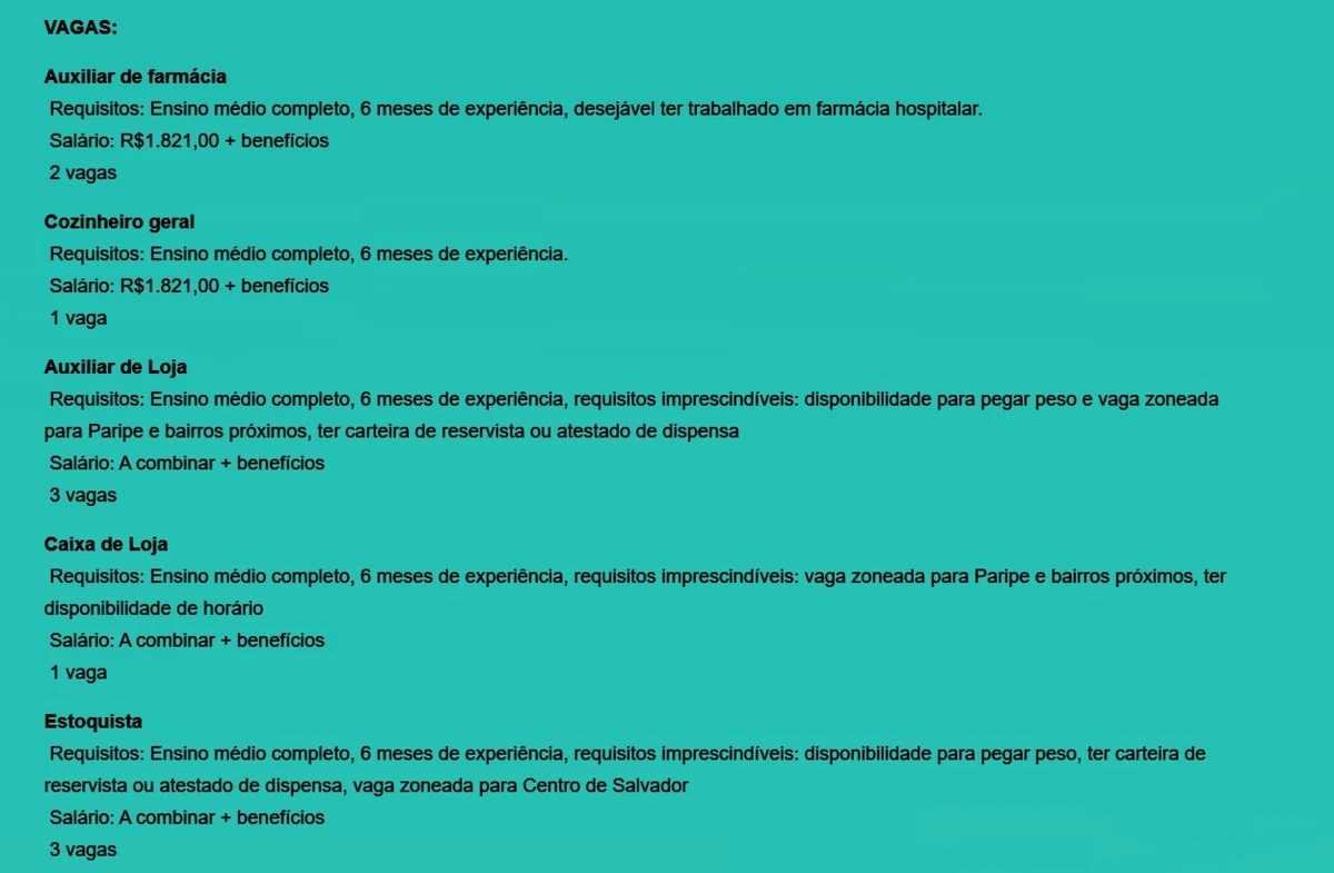 Veja vagas por Reprodução