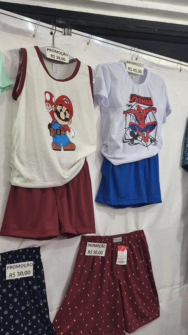 Pijama com camiseta sem manga: R$ 38 / Pijama com camiseta com manga: R$ 40  por Divulgação