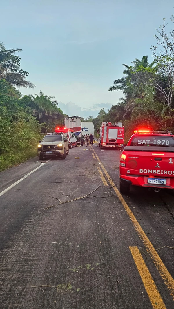 Acidente na BA-093 por Divulgação/ Corpo de Bombeiros
