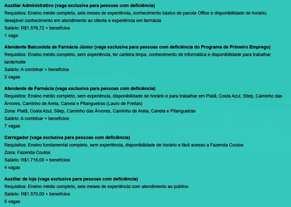 Confira vagas por Reprodução