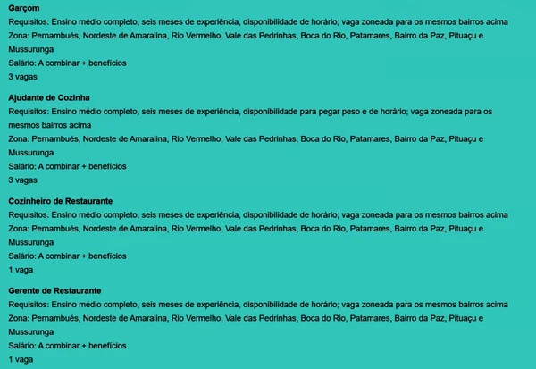 Confira vagas por Reprodução