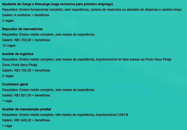 Confira vagas por Reprodução