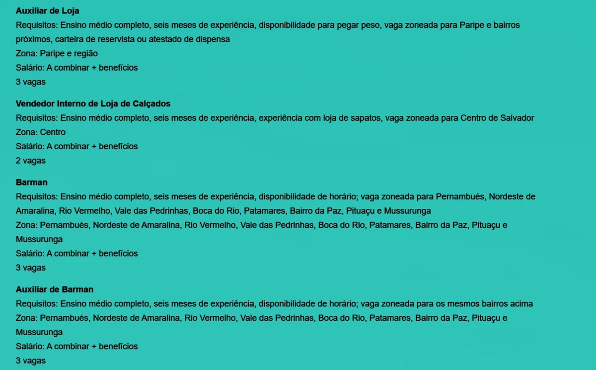 Confira vagas por Reprodução