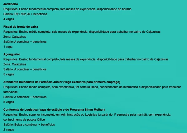 Confira vagas por Reprodução