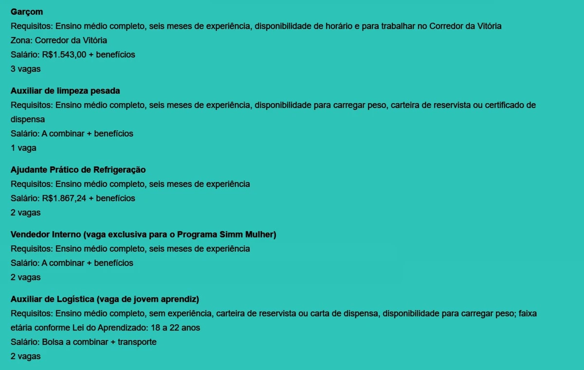 Confira vagas por Reprodução