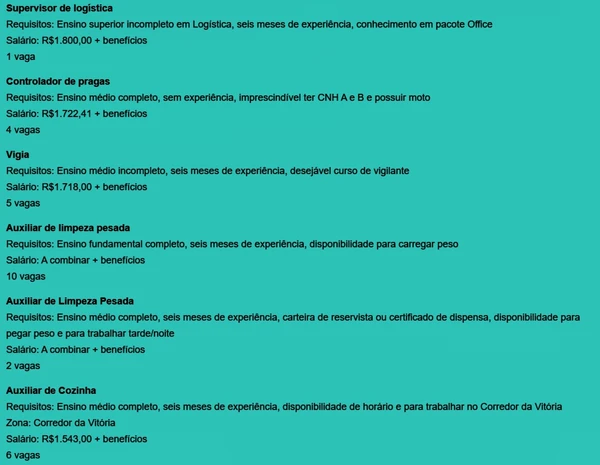 Confira vagas por Reprodução