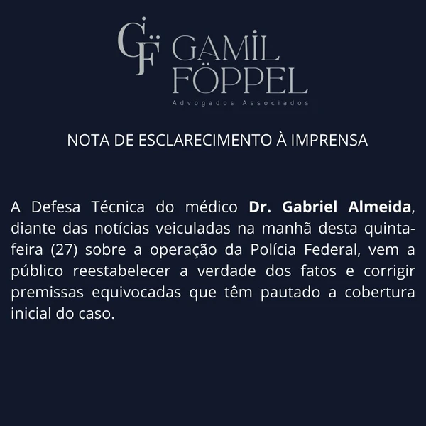 O que diz a defesa do médico Gabriel Almeida, alvo de operação da PF por Divulgação