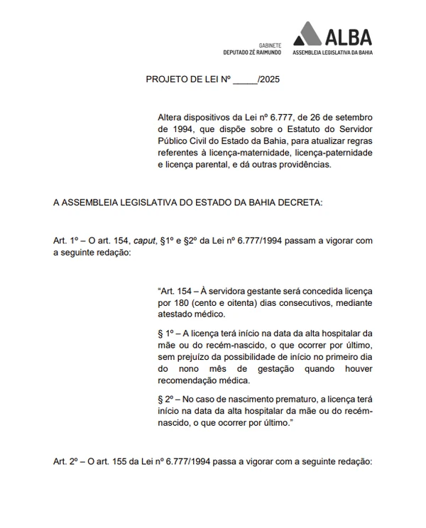Projeto de lei amplia as licenças para servidores baianos por Reprodução