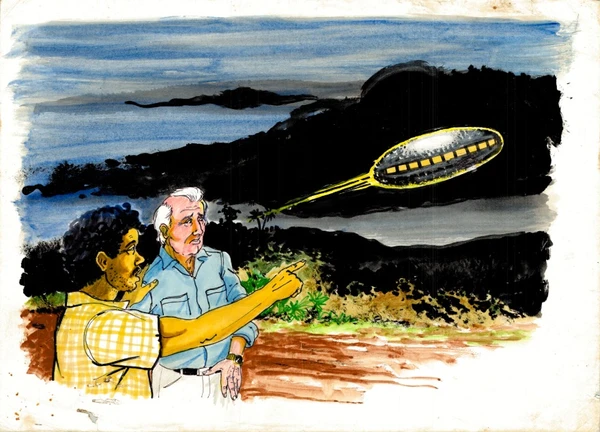 Desenhos  baseados em relatos colhidos pelo ufologo Alberto Romero por Alberto Romero