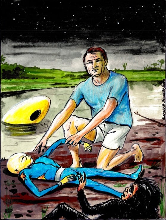 Desenhos  baseados em relatos colhidos pelo ufologo Alberto Romero por Alberto Romero