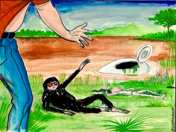 Desenhos  baseados em relatos colhidos pelo ufologo Alberto Romero por Alberto Romero