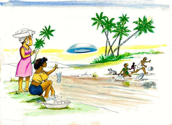 Desenhos  baseados em relatos colhidos pelo ufologo Alberto Romero por Alberto Romero