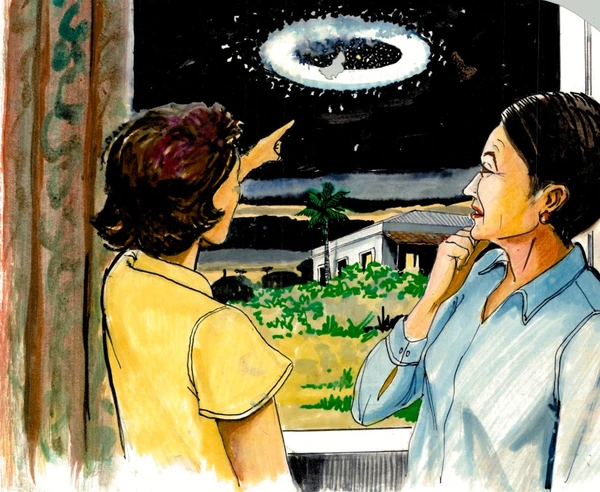 Desenhos  baseados em relatos colhidos pelo ufologo Alberto Romero por Alberto Romero