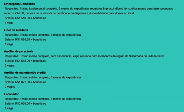 Confira vagas por Reprodução