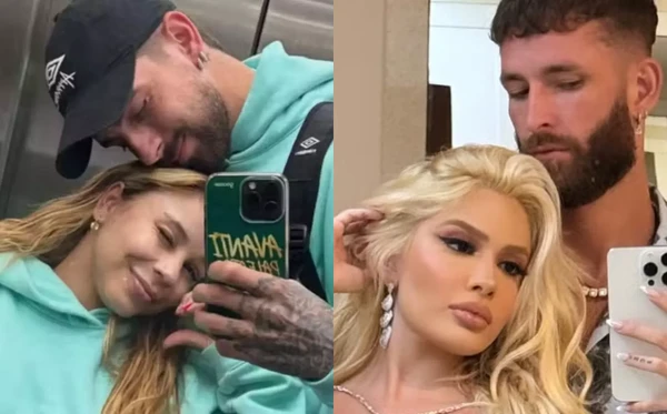 Flavia Saraiva com Tulinho; e Karoline Lima com Léo Pereira