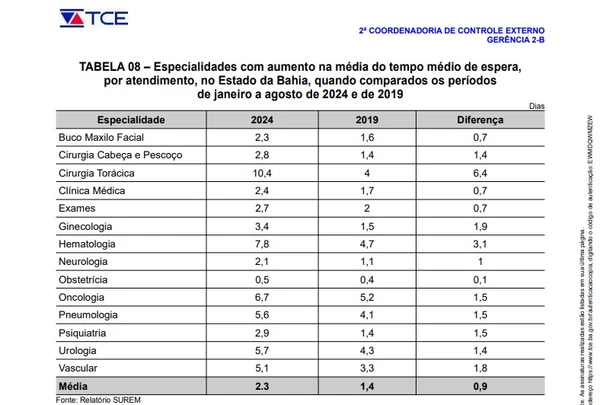 Veja trechos da auditoria do TCE-BA sobre a regulação de saúde da Bahia por Reprodução