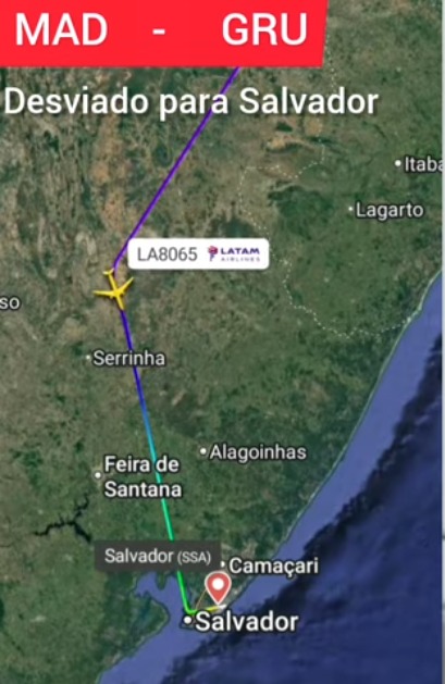 Avião é desviado para Salvador após passageiro passar mal em voo internacional por Reprodução 