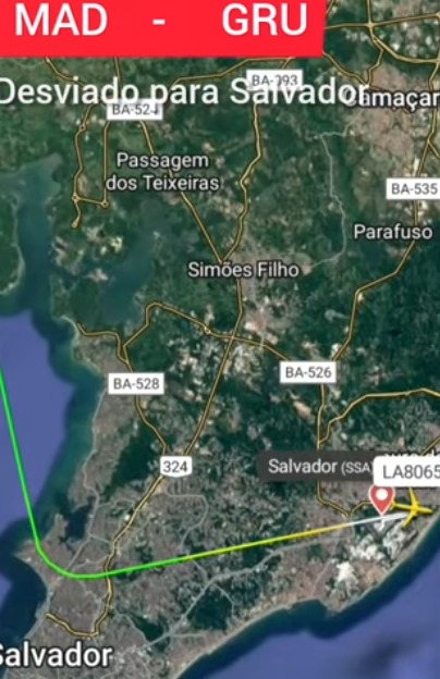 Avião é desviado para Salvador após passageiro passar mal em voo internacional por Reprodução 