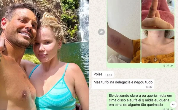 Modelo reúne prints e fotos que, segundo ela, comprovam um histórico de violência