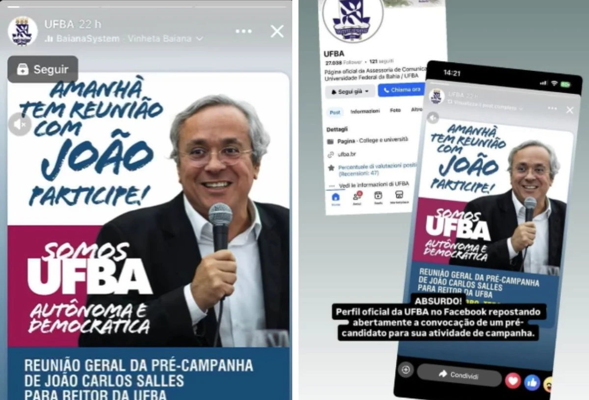 Ufba publica convite para reunião de campanha de um dos candidatos à reitoria da universidade