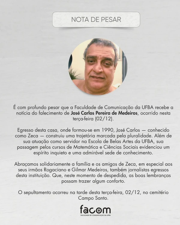 Zeca Medeiros por Reprodução/ Redes sociais