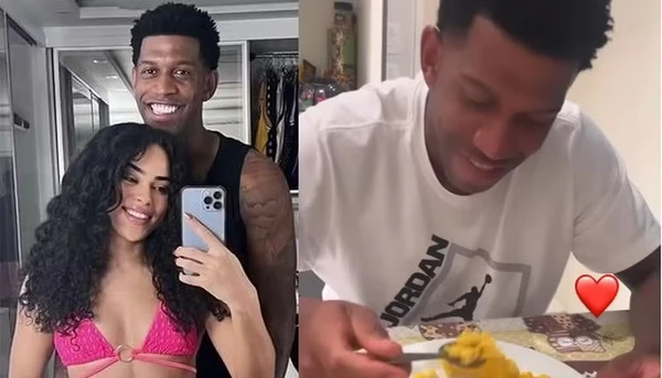 O zagueiro Gil Baloi com a ex-BBB Elana por Reprodução