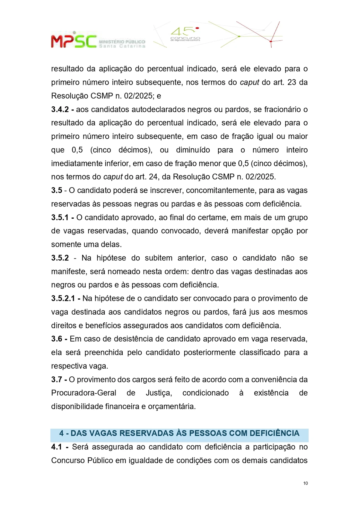 Parte do edital do concurso público para o cargo de promotor de Justiça substituto do Ministério Público de Santa Catarina  por Reprodução