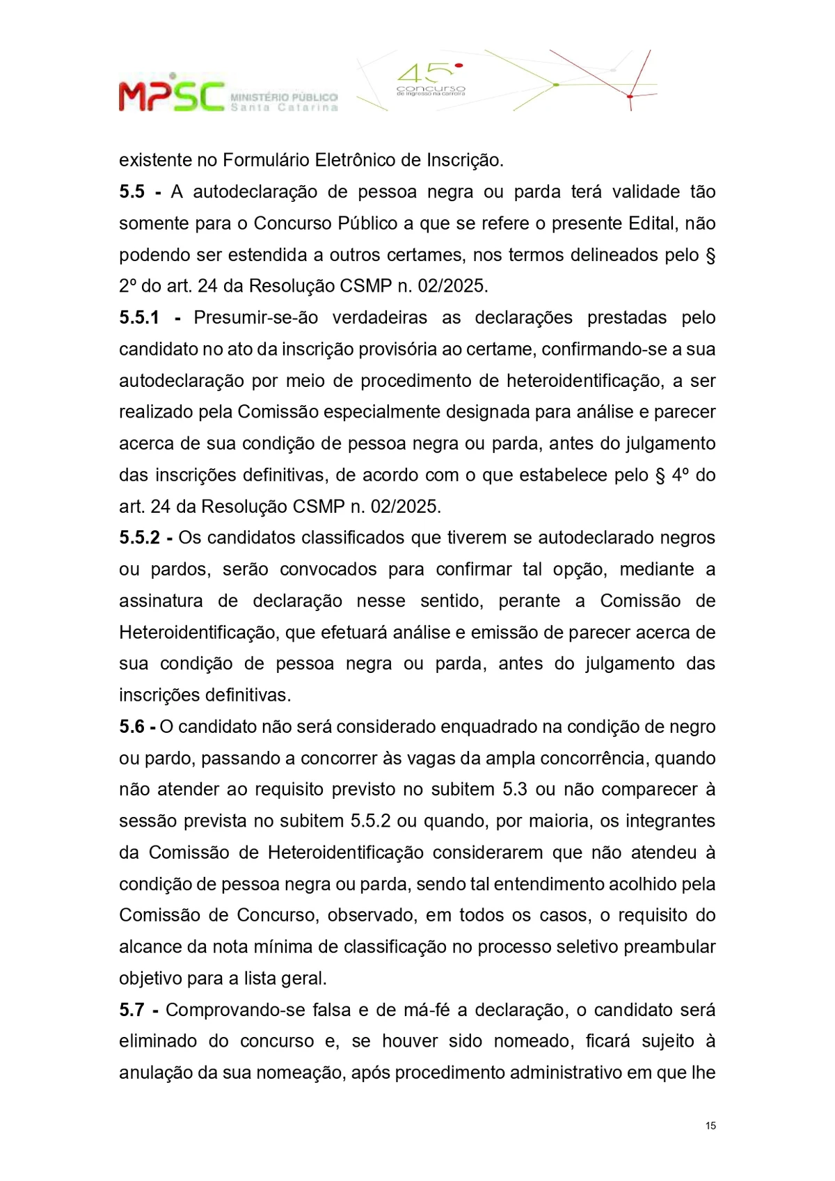 Parte do edital do concurso público para o cargo de promotor de Justiça substituto do Ministério Público de Santa Catarina  por Reprodução