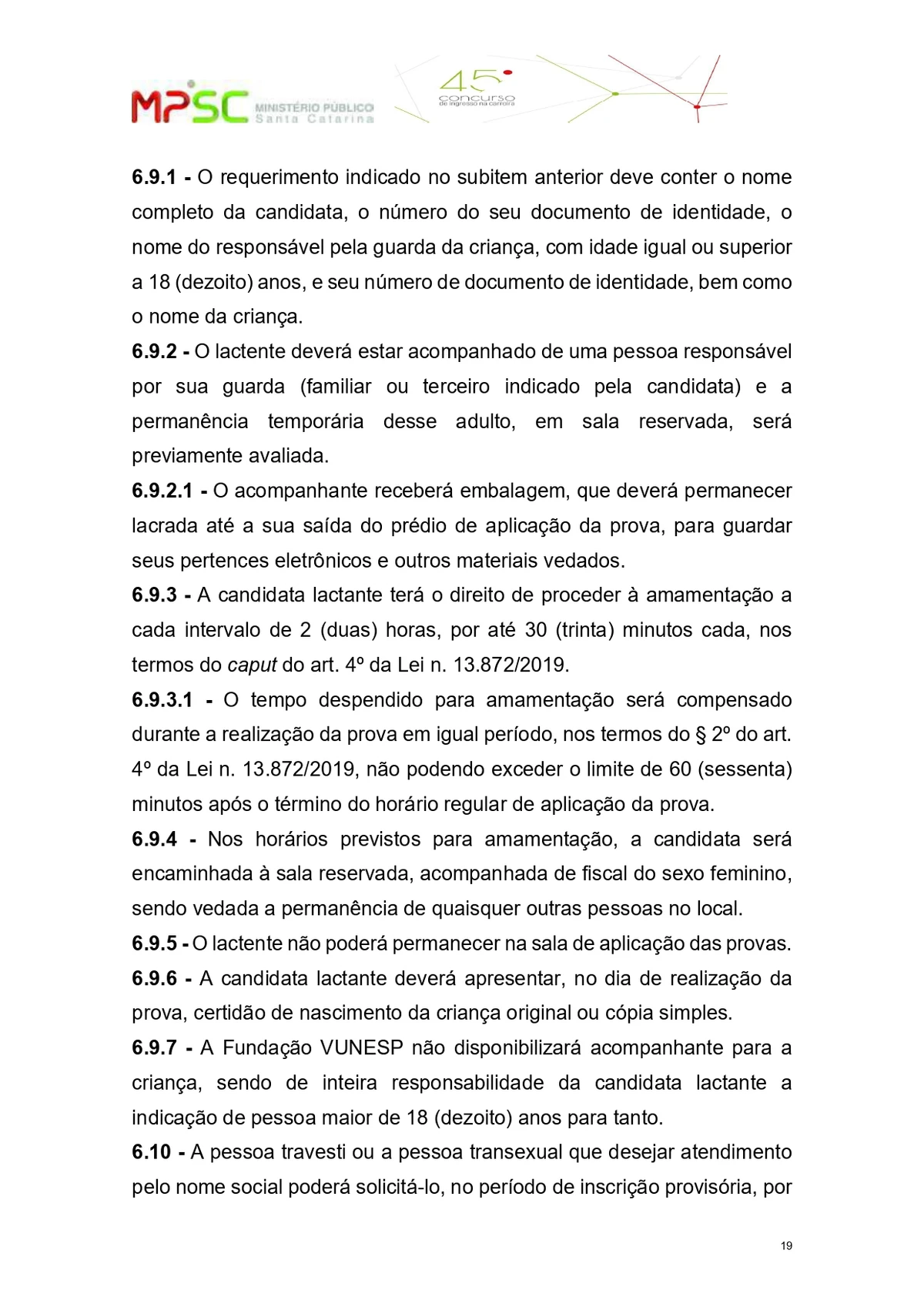 Parte do edital do concurso público para o cargo de promotor de Justiça substituto do Ministério Público de Santa Catarina  por Reprodução