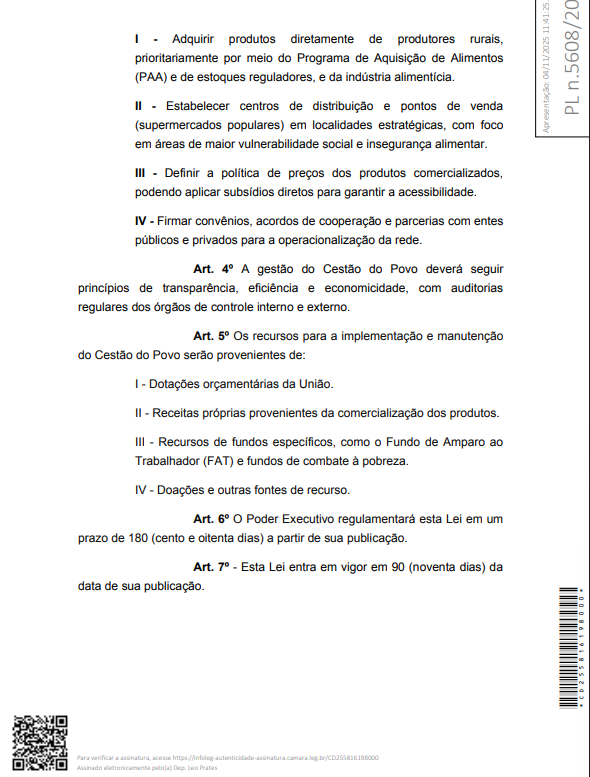 Projeto do 'Cestão do Povo' é apresentado ao Congresso Nacional por Reprodução