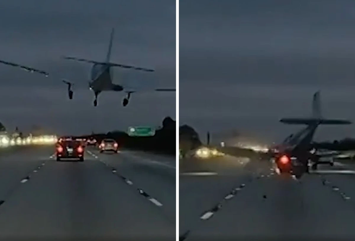 Acidente entre avião e carro durante pouso de emergência