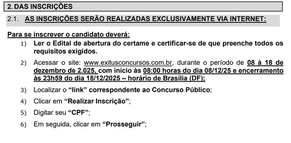 Veja detalhes das vagas e inscrição  por Edital 