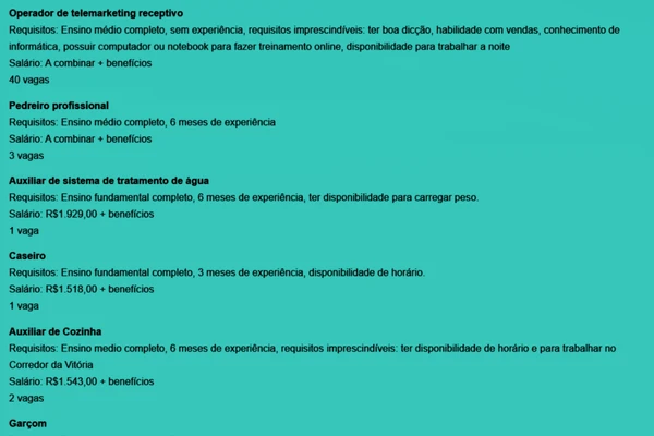 Veja todas as vagas por Reprodução