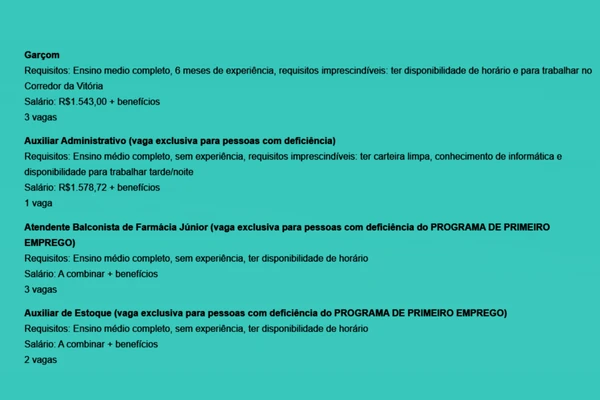 Veja todas as vagas por Reprodução