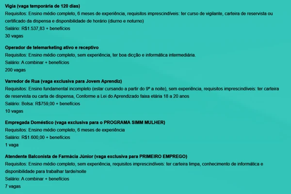 Veja todas as vagas por Reprodução