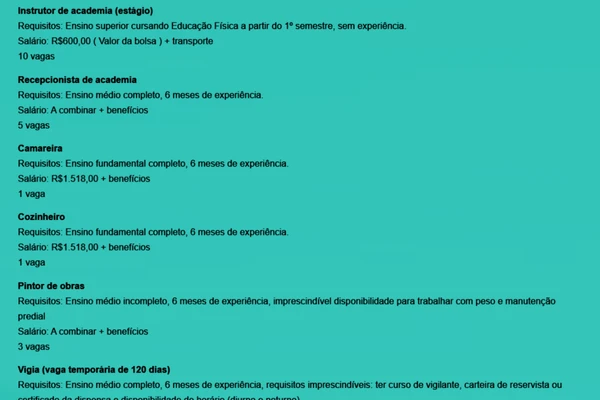 Veja todas as vagas por Reprodução