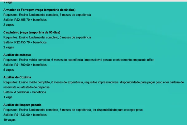 Veja todas as vagas por Reprodução